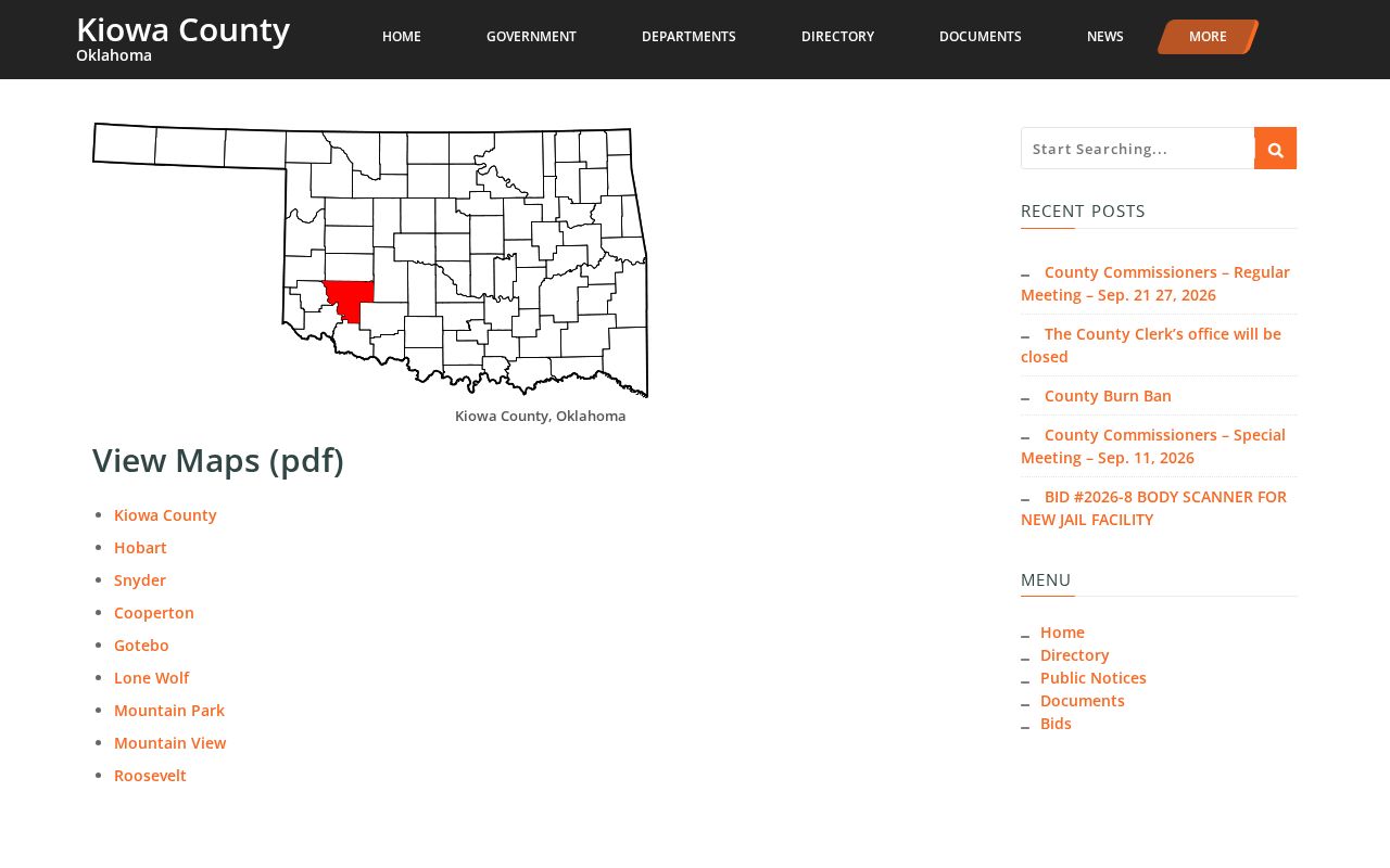 Kiowa County municipal court warrant communities and map resources