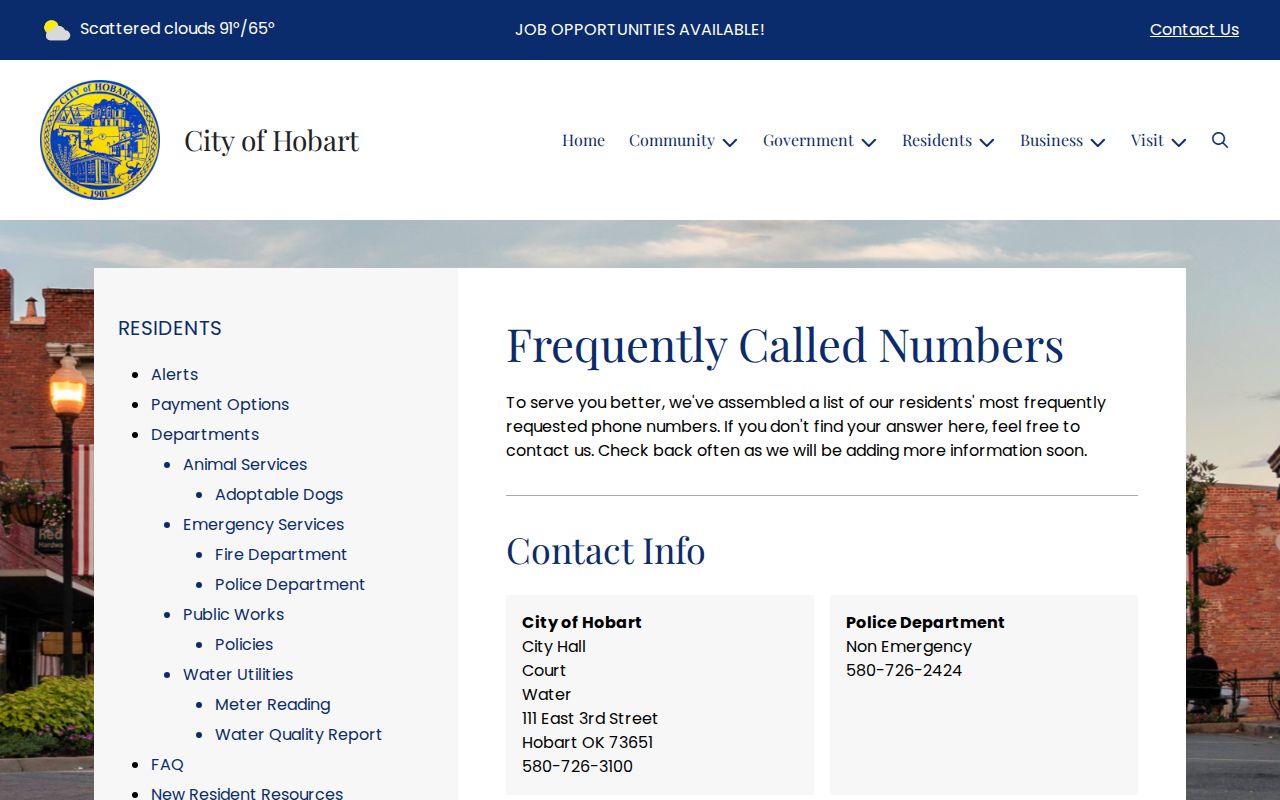 Kiowa County Hobart warrant records and municipal court calendar