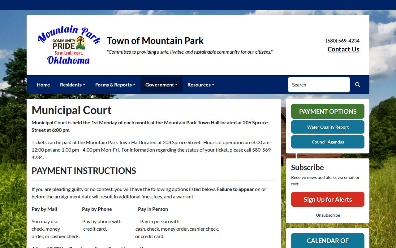 Kiowa County traffic warrant and Mountain Park municipal court date