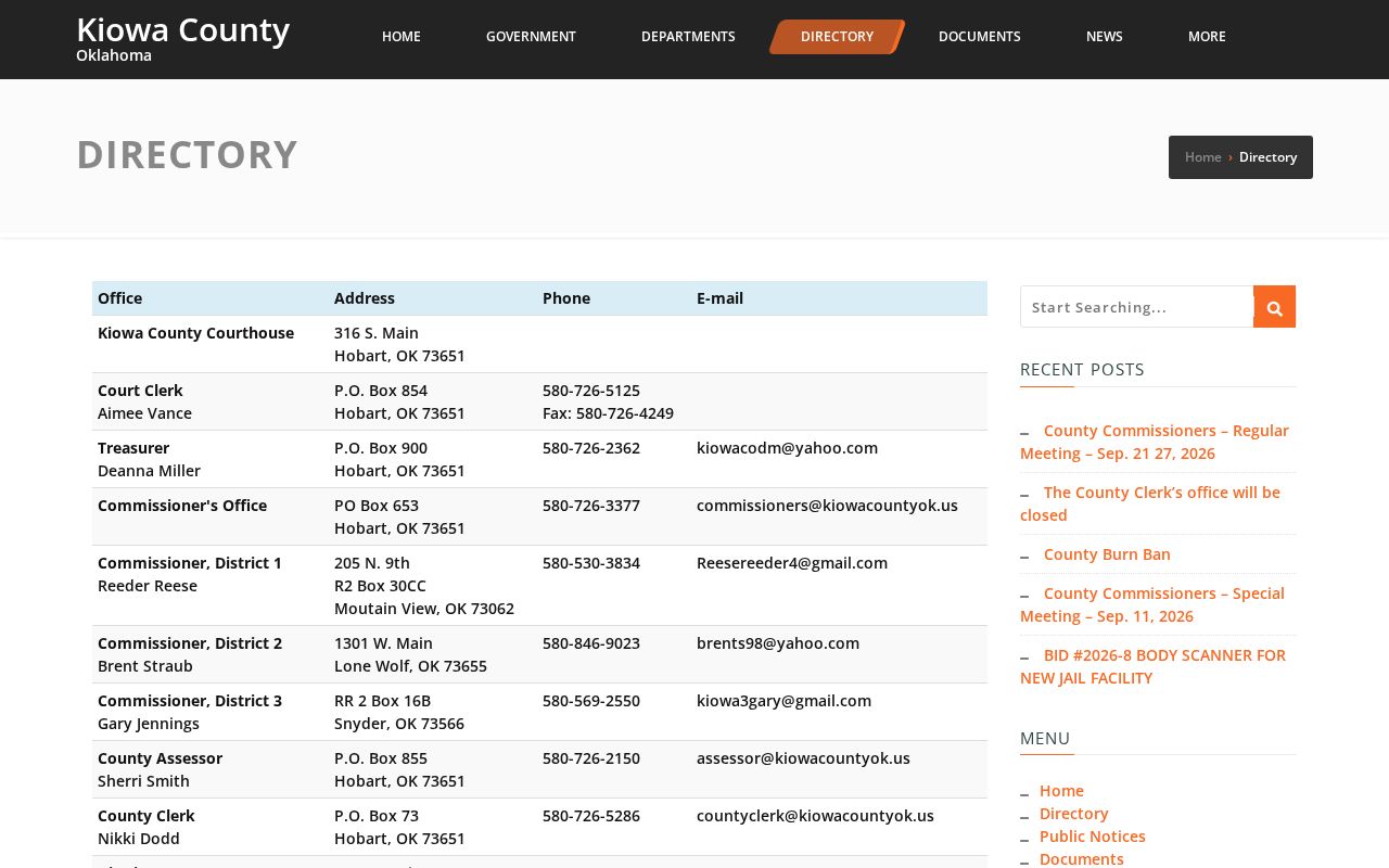 Kiowa County active warrant search county directory